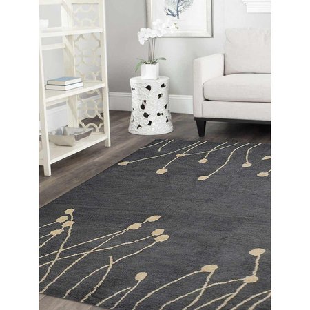 GLITZY RUGS Hand Tufted Wool 6 x 6 ft. Square Floral Area Rug, Gray & White UBSK00509T1431C3